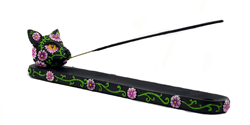 FG BLACK DAY OF THE DEAD CAT INCENSE BURNER