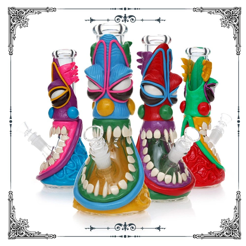 GLASS WATERPIPE 12.5" MULTI COLOR MONSTER - 3-D MULTI COLOR PIPE WITH BOWL