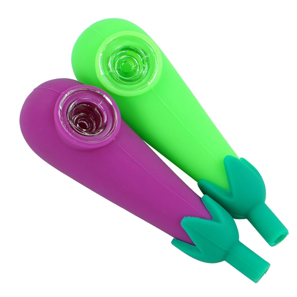 SILICONE HAND PIPE EGG PLANT - ASSORTED COLOR