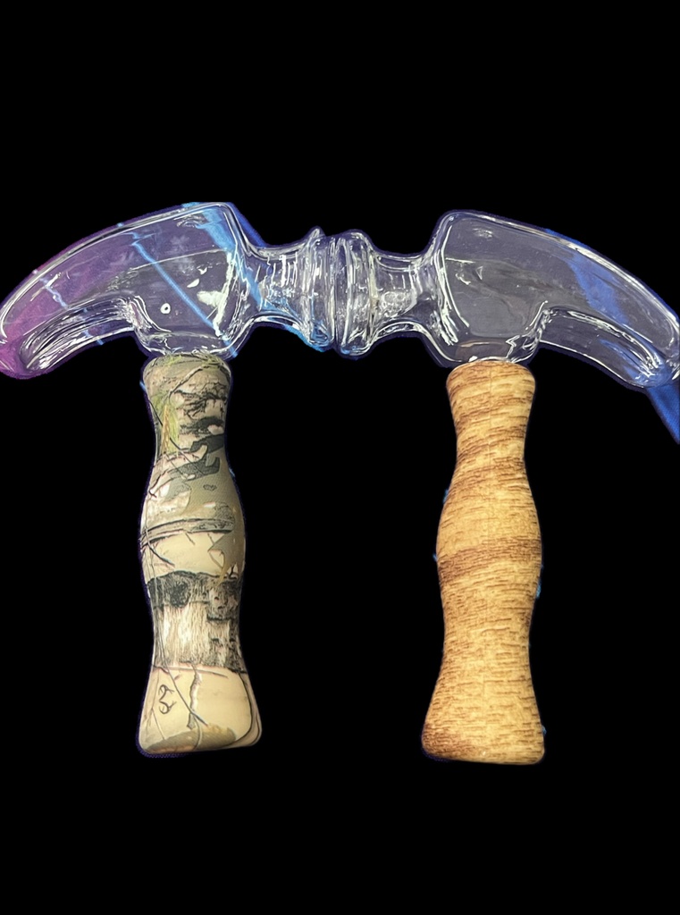 SILICONE HAND PIPE HAMMER WITH WOOD COLOR BASE