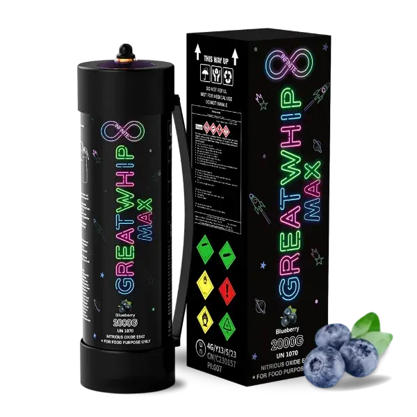 [Q-2293-02] GREAT WHIP 2000G N2O TANKS 3.3L FLAVOR 1PK (Blueberry)