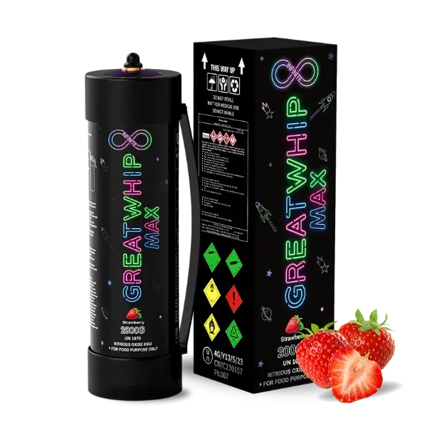 [Q-2293-03] GREAT WHIP 2000G N2O TANKS 3.3L FLAVOR 1PK (Strawberry)