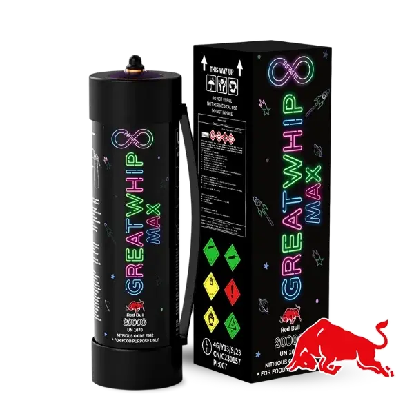 [Q-2293-05] GREAT WHIP 2000G N2O TANKS 3.3L FLAVOR 1PK (Red Bull)