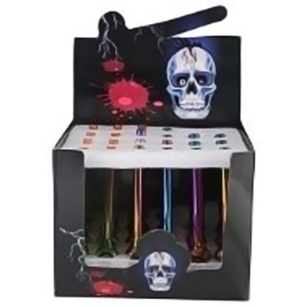OIL BURNER SKULL RAINBOW GLASS MULTI COLOR DISPLAY 24CT