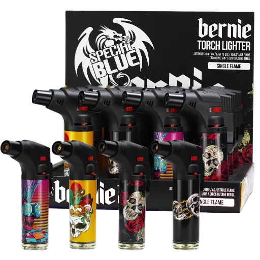 [Q-1367-03] BERNIE LIGHTER 12PK (Skull & Roses II)