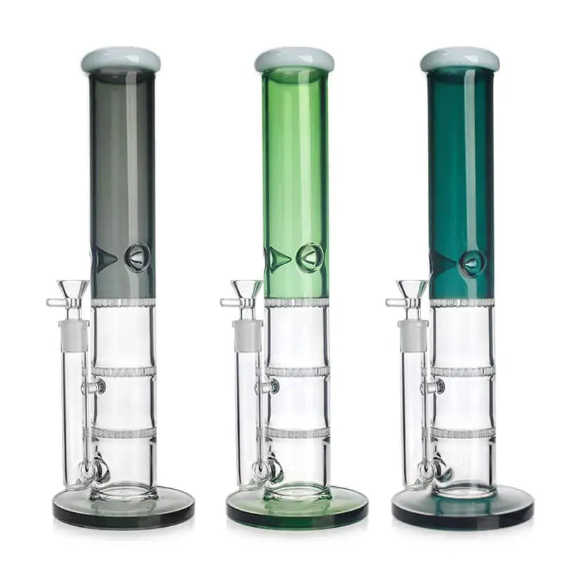WATERPIPE 14" TRIPLE HONEY PERC MIXED COLOR