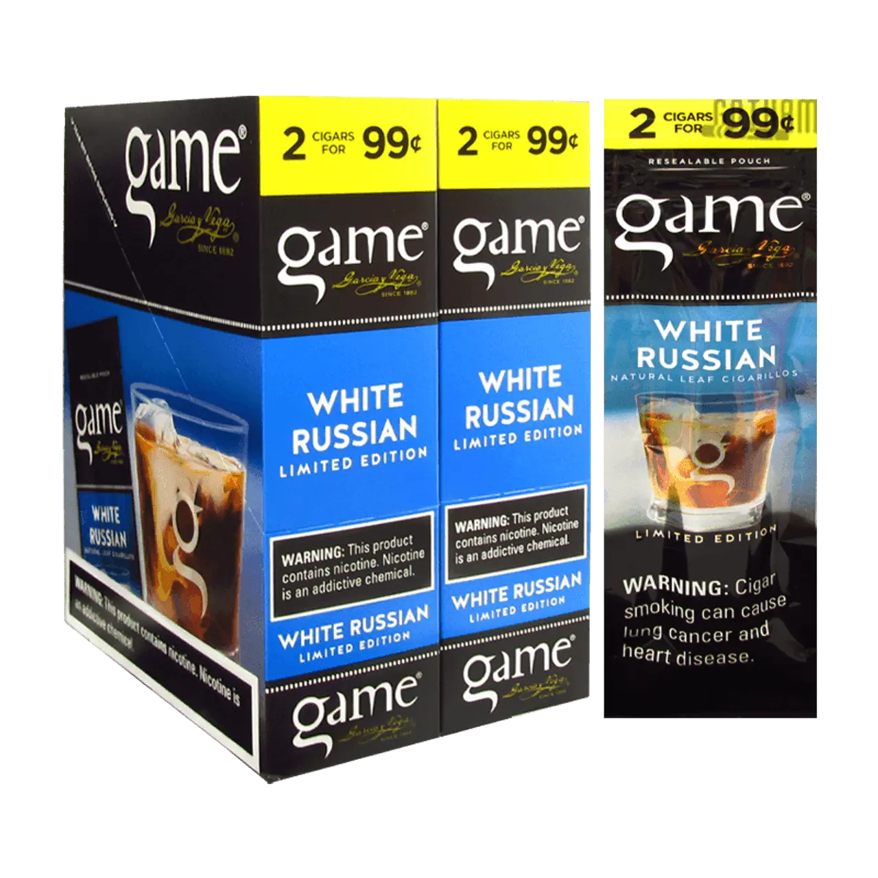 [Q-2058-17] GAME CIGARILLOS 2/$1.29 (White Russian)