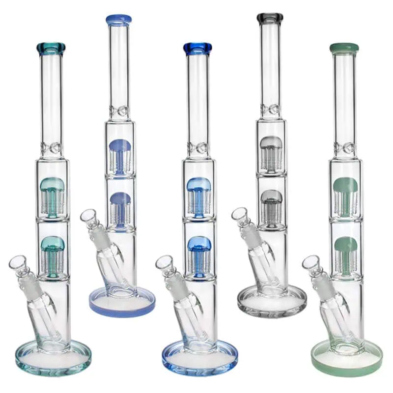 WATERPIPE 17.5" DOUBLE 8 ARM PERC MULTI COLOR
