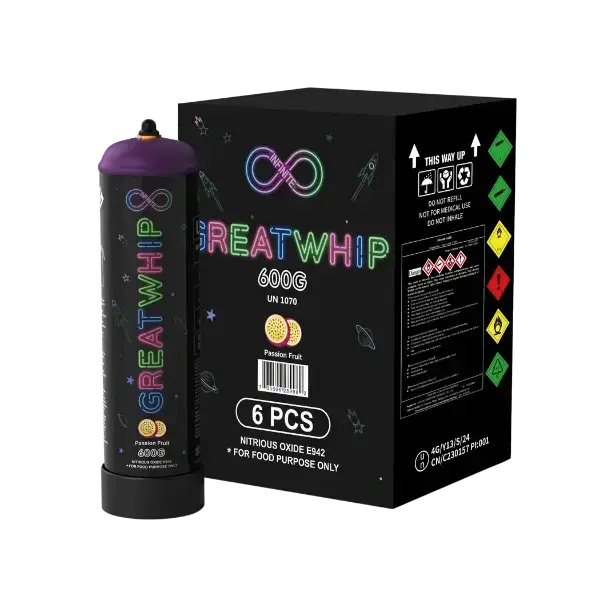 [Q-2298-07] GREAT WHIP INFINITE 0.95L STEEL TANK 6PC (Passion Fruit)