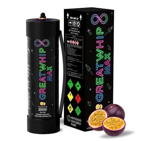 [Q-2293-06] GREAT WHIP 2000G N2O TANKS 3.3L FLAVOR 1PK (Passion Fruit)