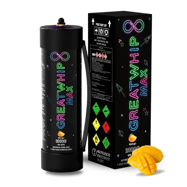 [Q-2293-07] GREAT WHIP 2000G N2O TANKS 3.3L FLAVOR 1PK (Mango)