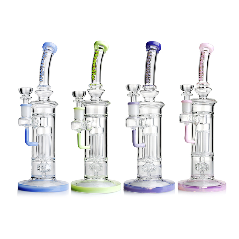 PHOENIXSTAR WATER PIPE 12" ROUND BASE REINFORCED 8 ARM PILLAR PERC 14.4MM JOINT SIZE (Rolling Tray and Grinder Free)