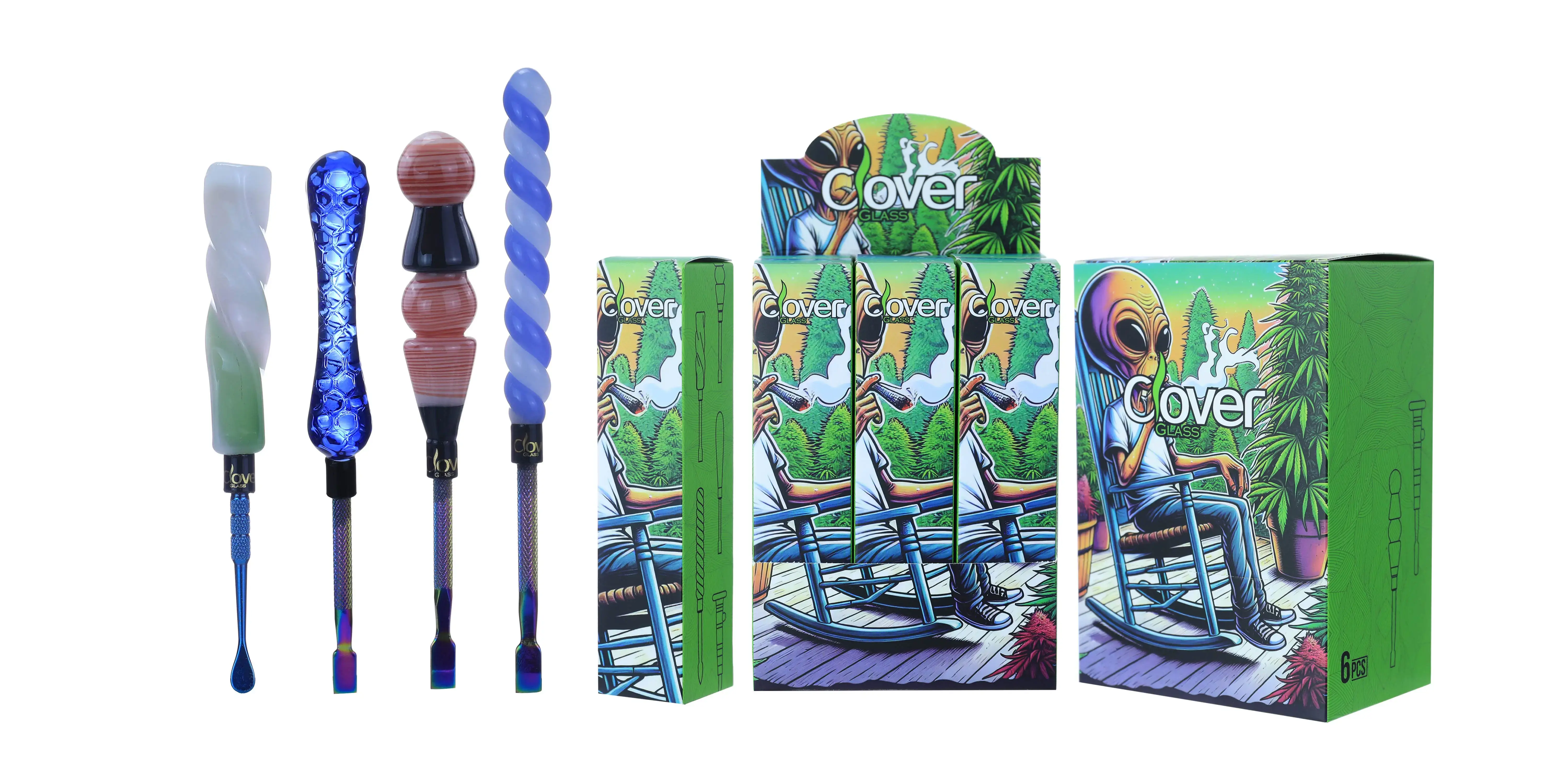 [Q-4846-11] Clover Dab Tools Glass 6PK a Display Mix Color (Style#38)