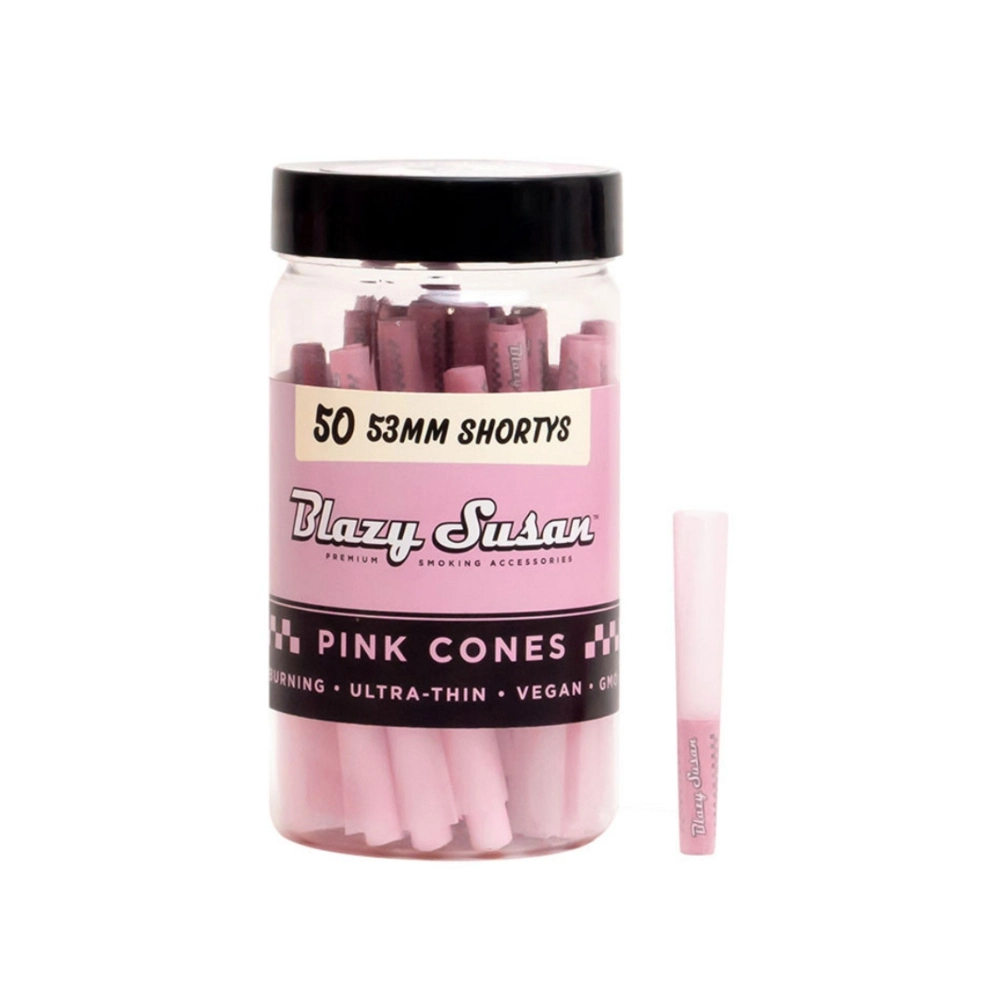 [Q-1413] BLAZY SUSAN PINK CONES - 53MM SHORTY'S 50CT/JAR