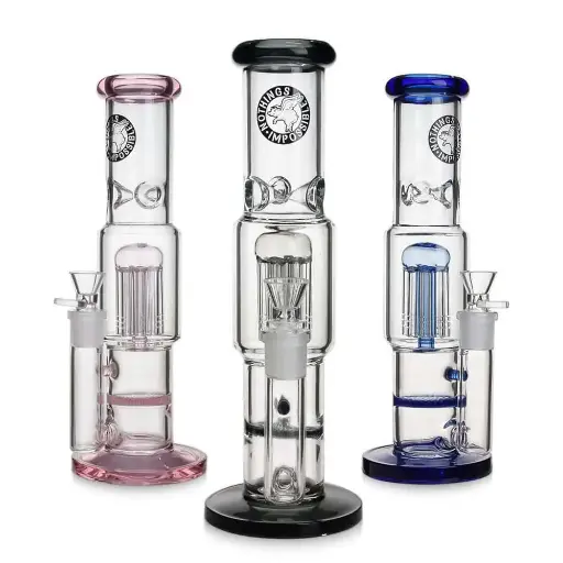 [Q-3874] WATERPIPE 12" 8 TREE ARMS PERC AND HONEYCOMB PERC MULTI COLOR