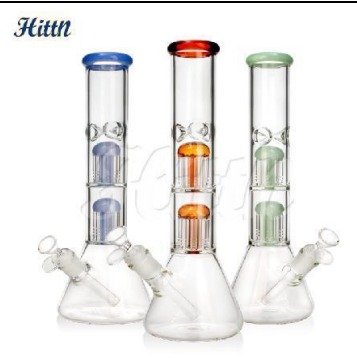 [Q-4426] Double 8 Tree Arms Perc 13.4 inches with 14mm Bowl Assorted Colors