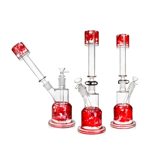 [Q-4493] WATER PIPE  13.5" TWO WAY STRAIGHT PIPE WITH FLOWERS DECORATION INSIDE